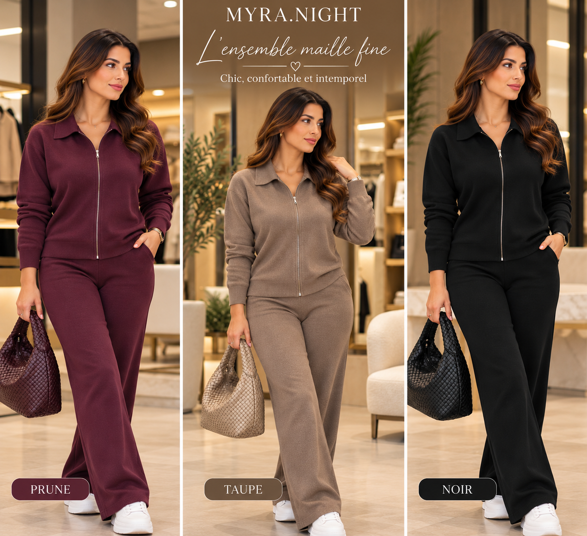 Ensemble maille fine zip